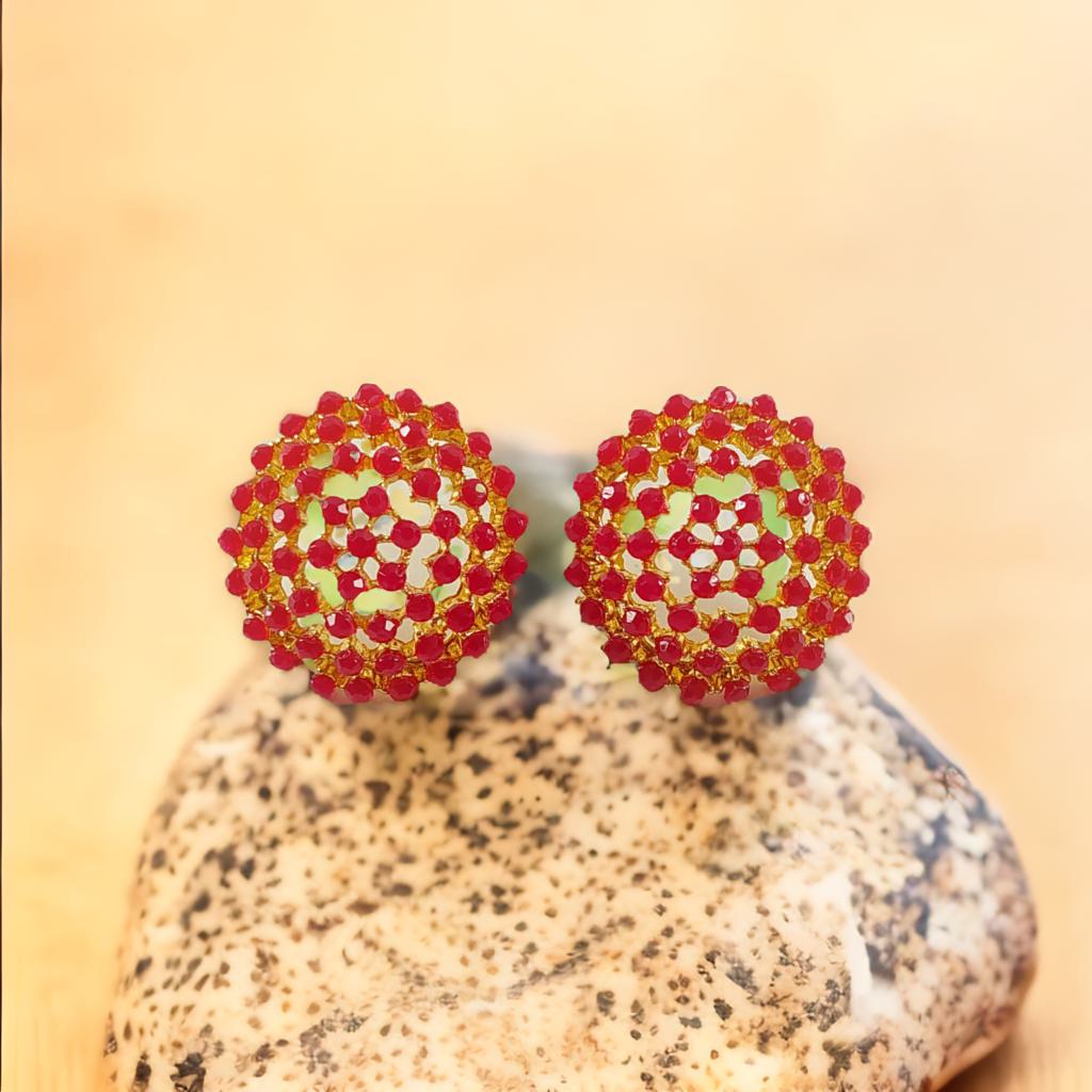 Sitara Dome Studs - Red
