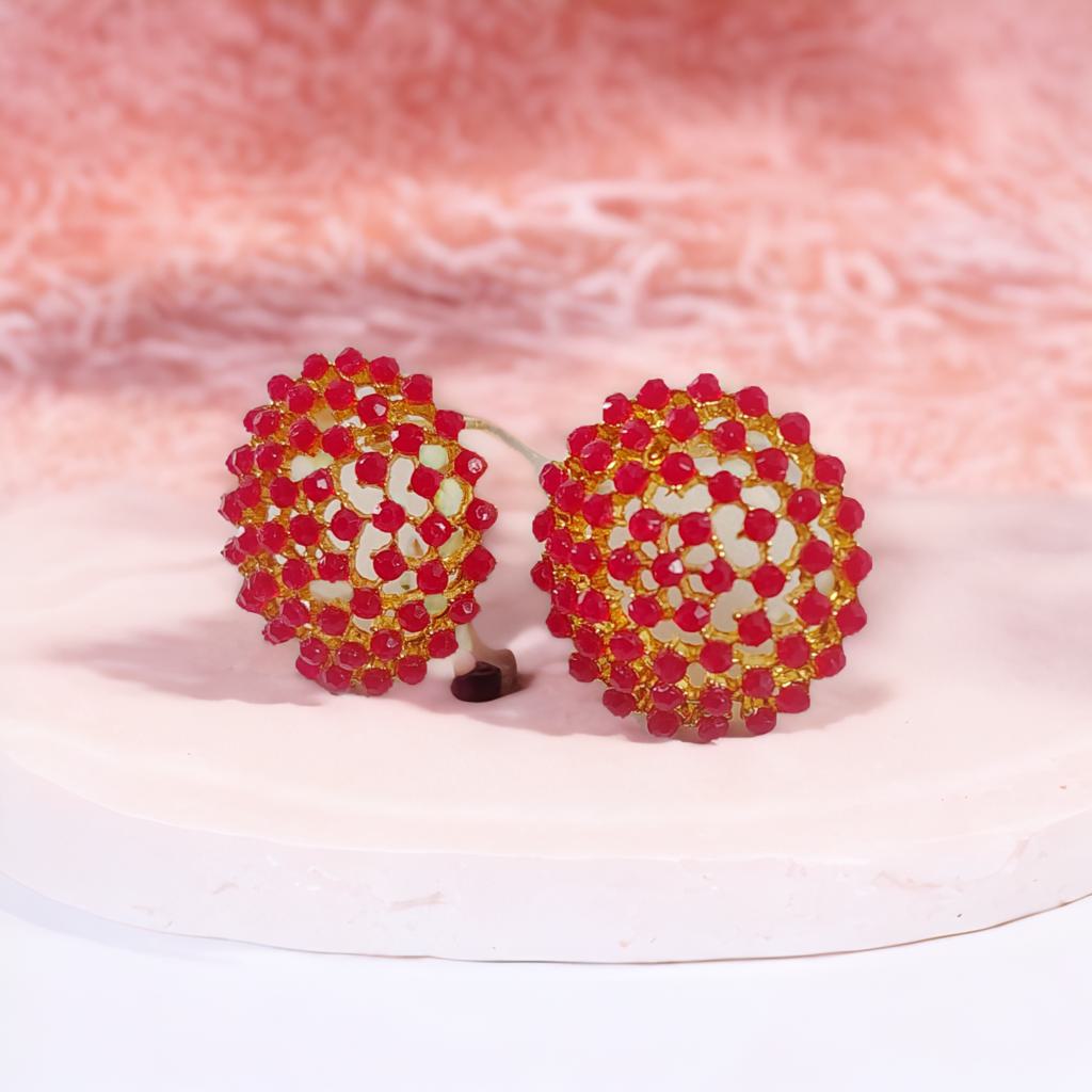 Sitara Dome Studs - Red
