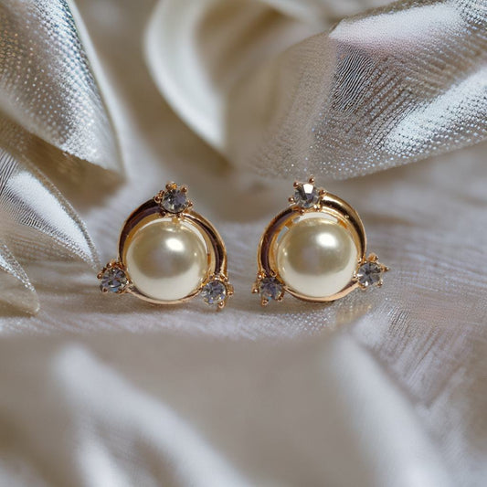 3D pearl studs - Rose gold