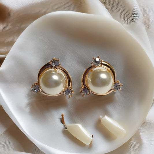 3D pearl studs - Rose gold