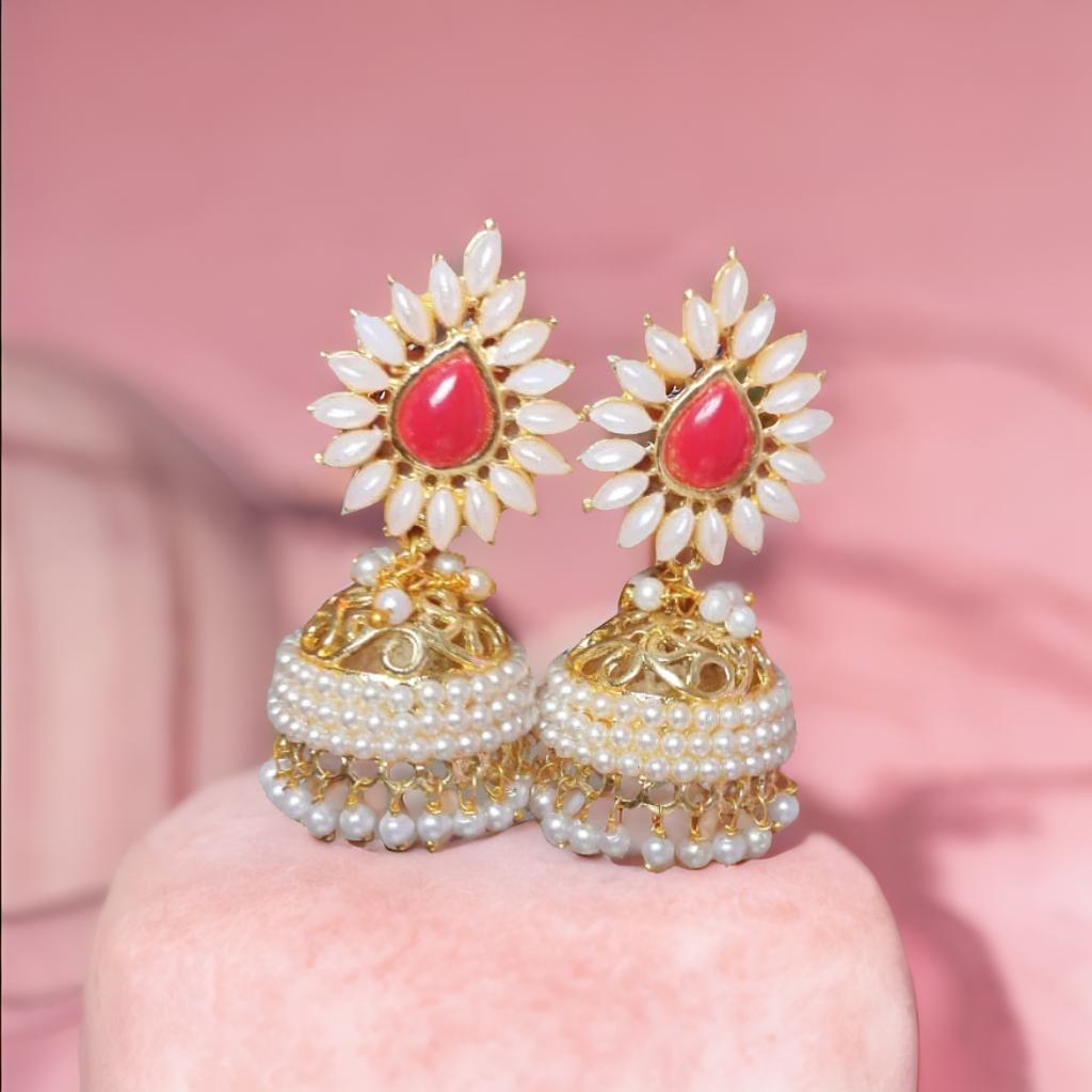 Red Pearl Jhumka