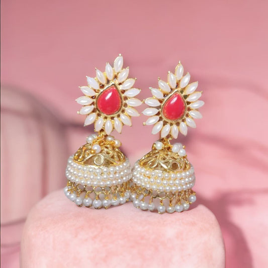 Red Pearl Jhumka