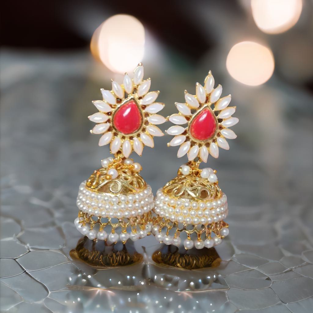 Red Pearl Jhumka