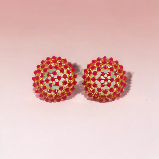 Sitara Dome Studs - Red
