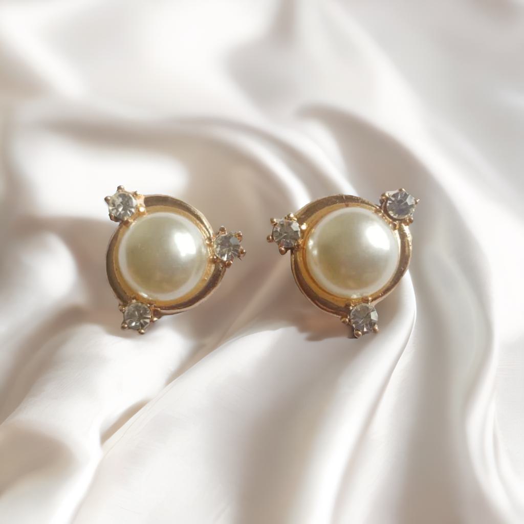 3D pearl studs - Rose gold